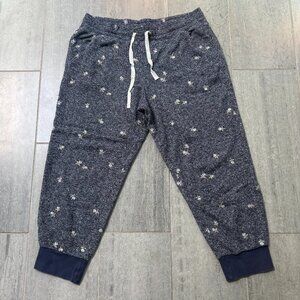 Pure + Good for Anthropologie Floral Embroidered Joggers Navy Size Medium